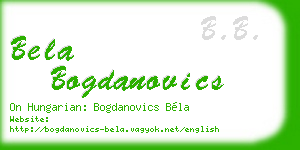 bela bogdanovics business card