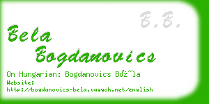 bela bogdanovics business card